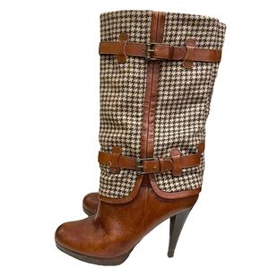 Cole Haan brown leather and houndstooth Nike Air boots size 7.5
